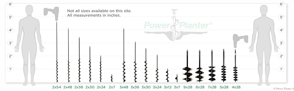 Earth Auger Size Chart