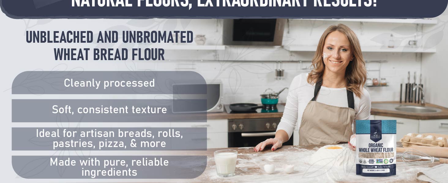 Unbleached and Unbromated Wheat Bread Flour Cleanly Processed