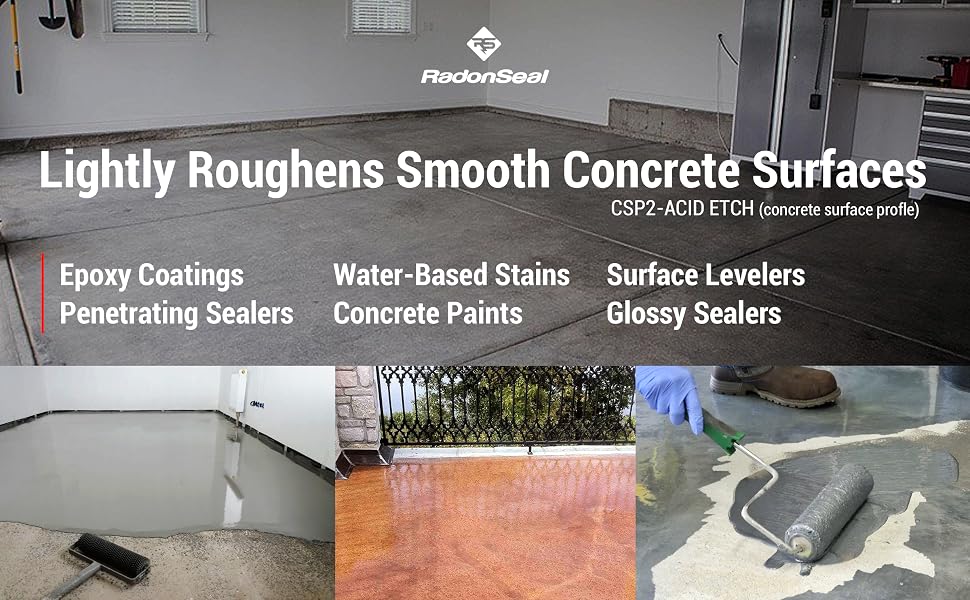 concrete etch, etch concrete, epoxy, concrete, paint, sealer, clear sealer, efflorescence, cleaner