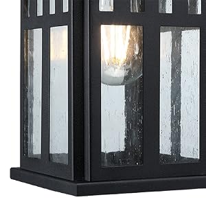 Clear seeded glass panel of light fixture.