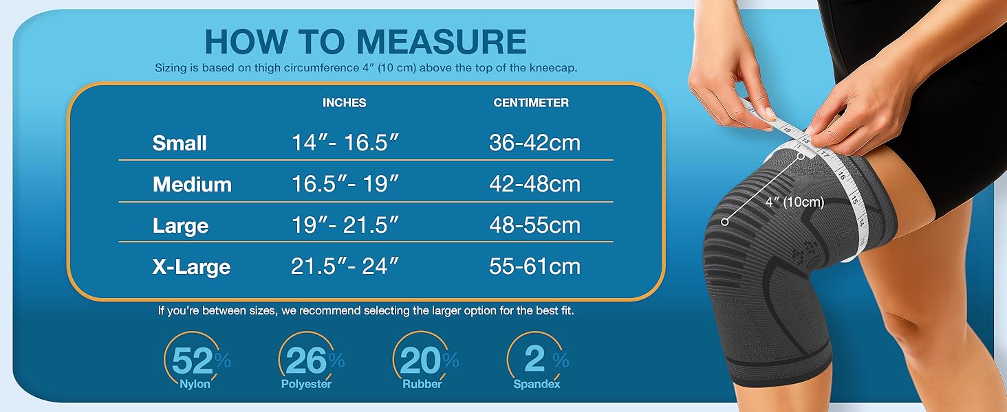 knee compression sleeve measurement