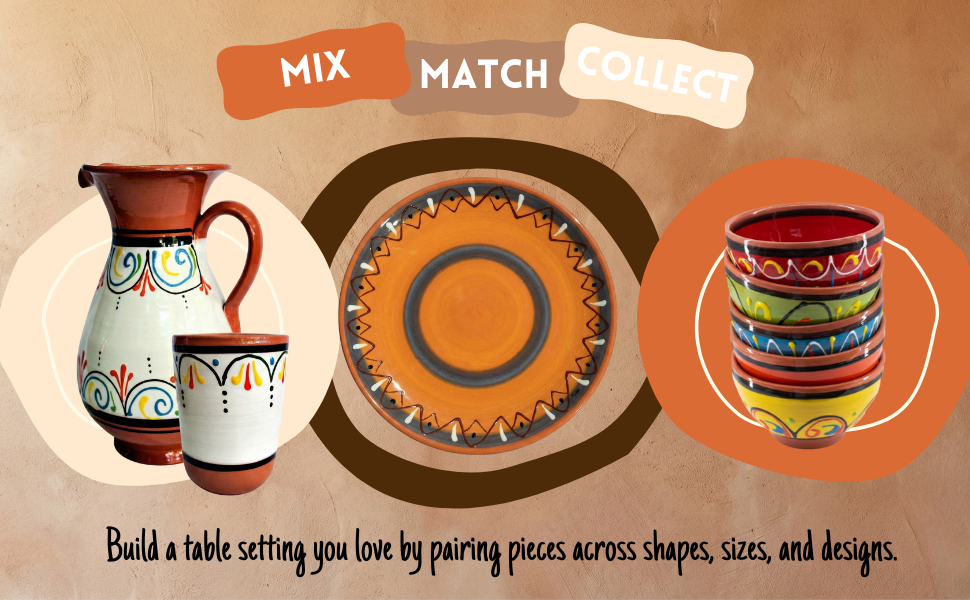 colorful mexican style plates, patterned mediterranean dishes, maximalist decor