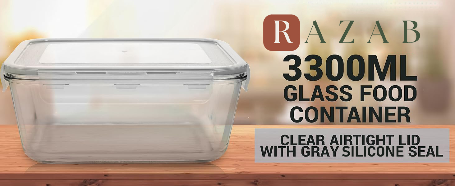 Razab glass food storage containers, airtight glass storage containers, large glass containers