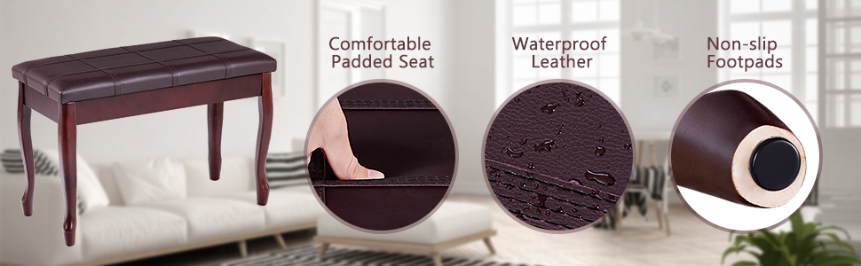 Wooden Legs, Perfect for Professional or Home Use Piano Stool
