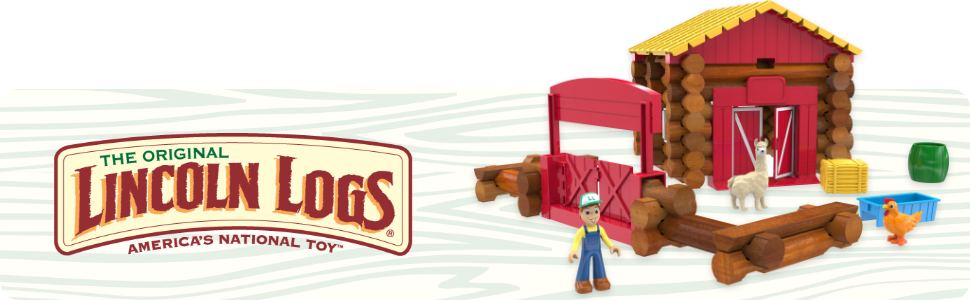 fun on the farm header with lincoln logs logo