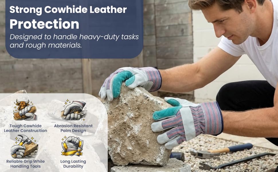 Leather palm work gloves