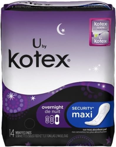 U by Kotex Maxi Pads, Overnight, Unscented 14 ea (Pack of 5)