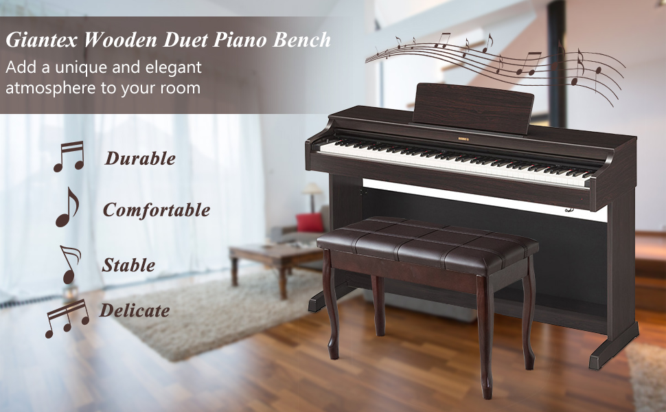 Giantex Piano Bench PU Leather W/Padded Cushion