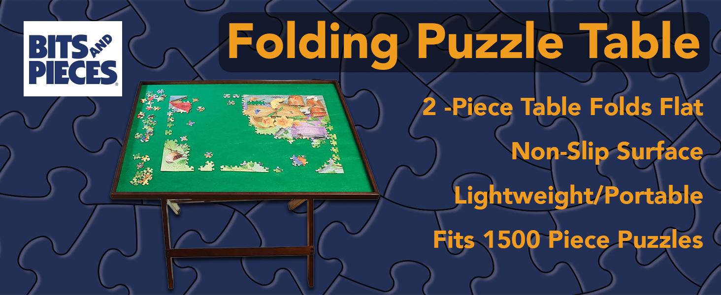 portable fold-flat folding puzzle table