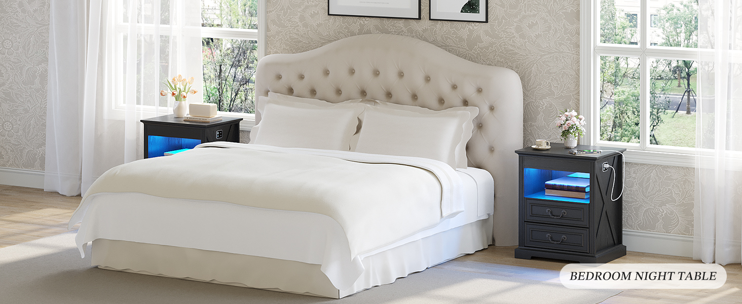 night stands for bedrooms set of 2 with charging