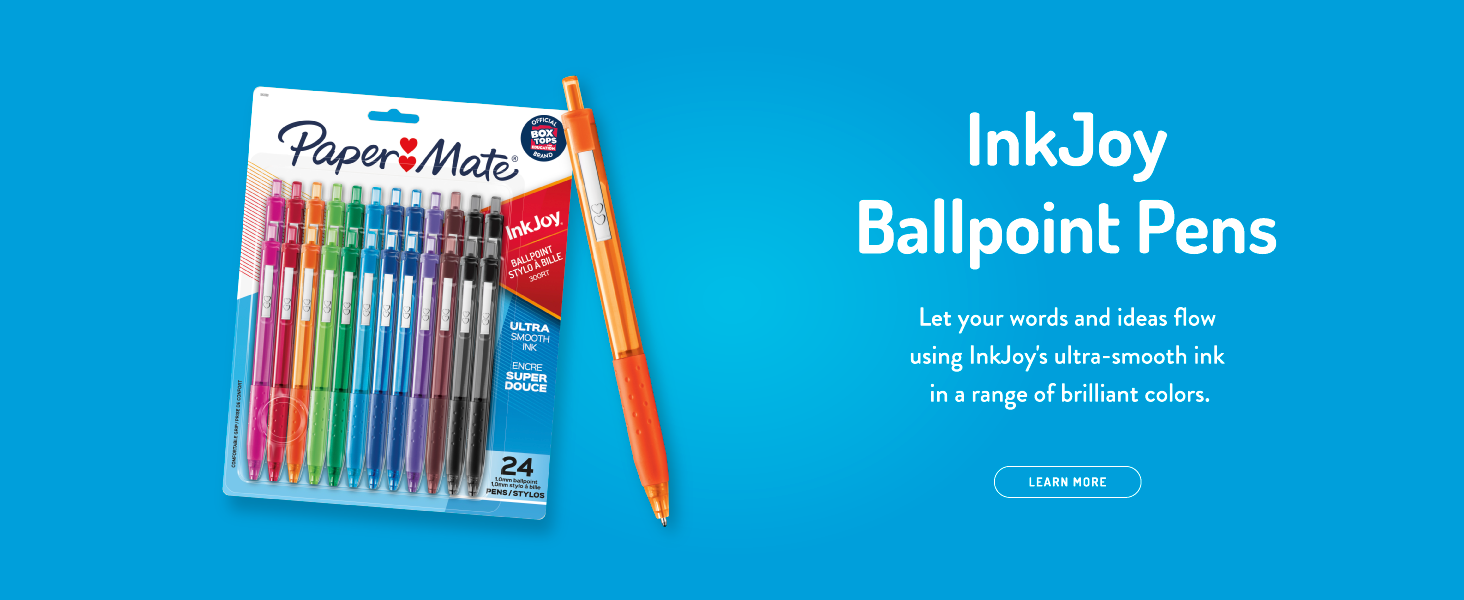 paper mate inkjoy ballpoint pens shiny metal clip colorful teacher student notebook binder school