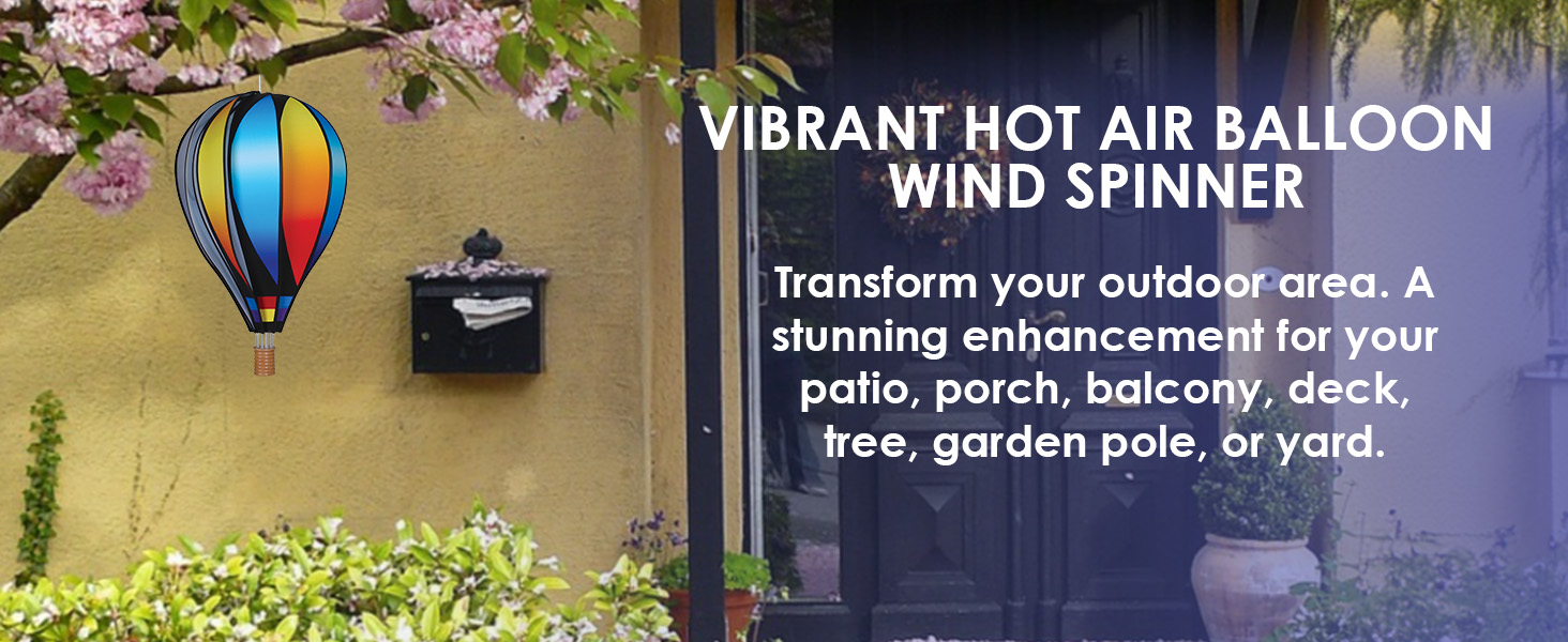 Kinetic garden ornament, outdoor hanging spinner, vibrant yard decor, wind-powered art installation