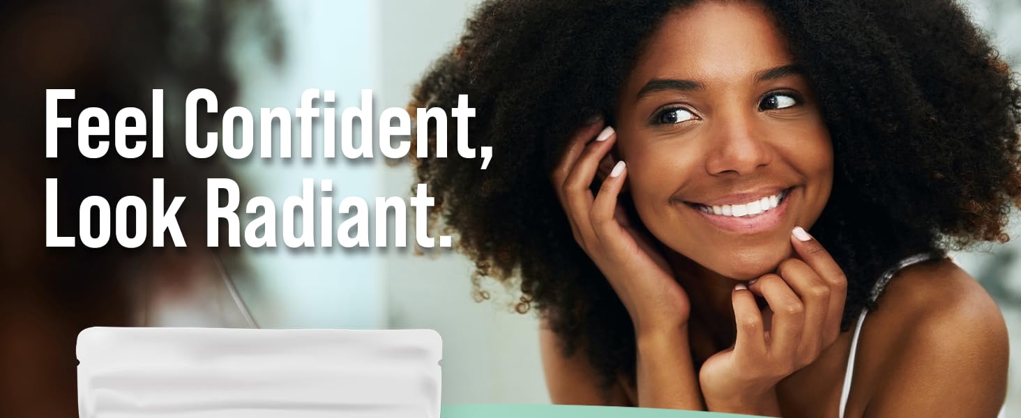 Collagen Peptides Feel Confident, Look Radiant, Woman Smiling
