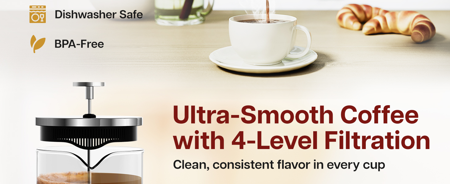 Ultra Smooth Coffee with 4 Level Filtration
