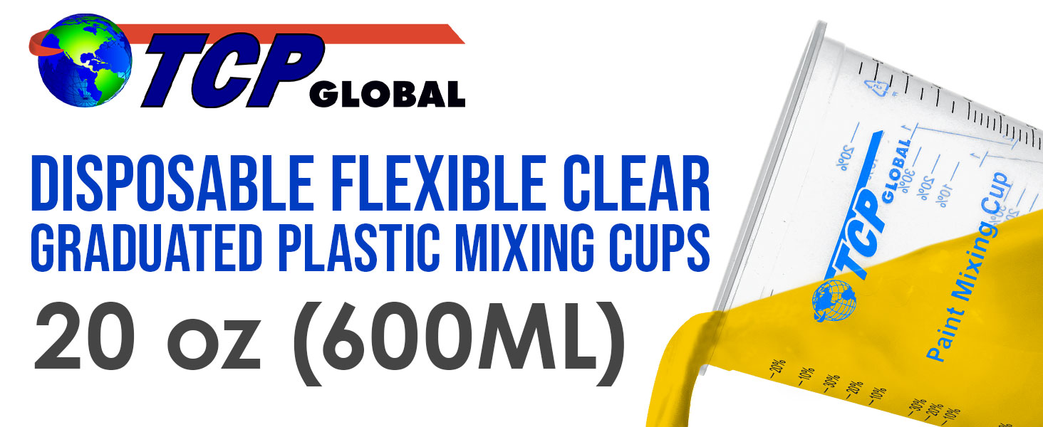 Disposable Flexible Clear Graduated Plastic Mixing Cups 20 oz (600 Ml) Art and Crafts