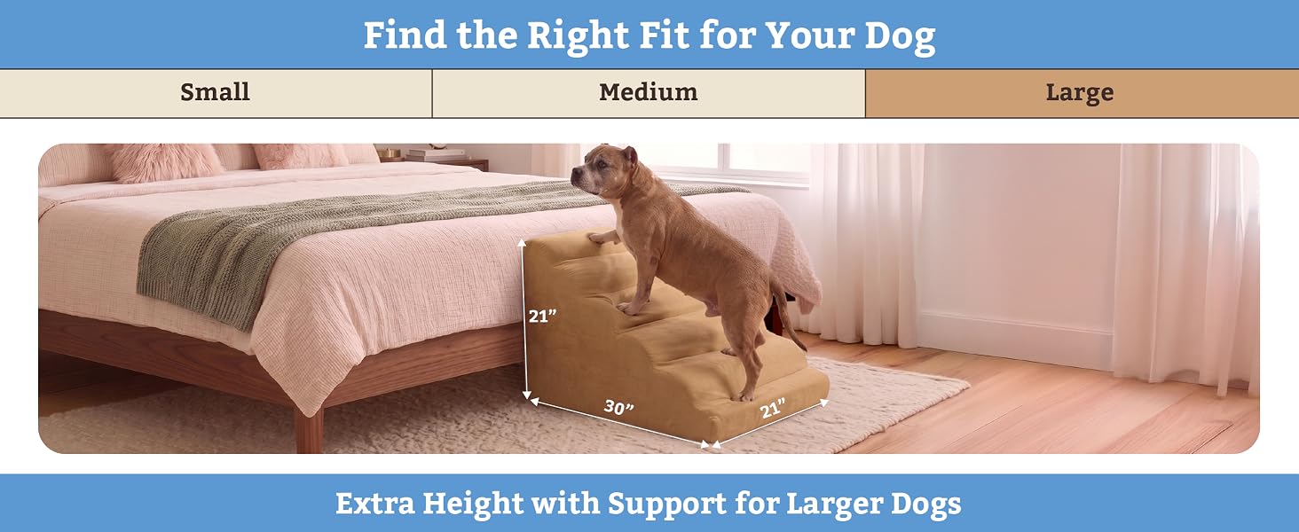 Snoozer Scalloped Pet Stairs, 5 Step Pet Stairs, large dog stairs