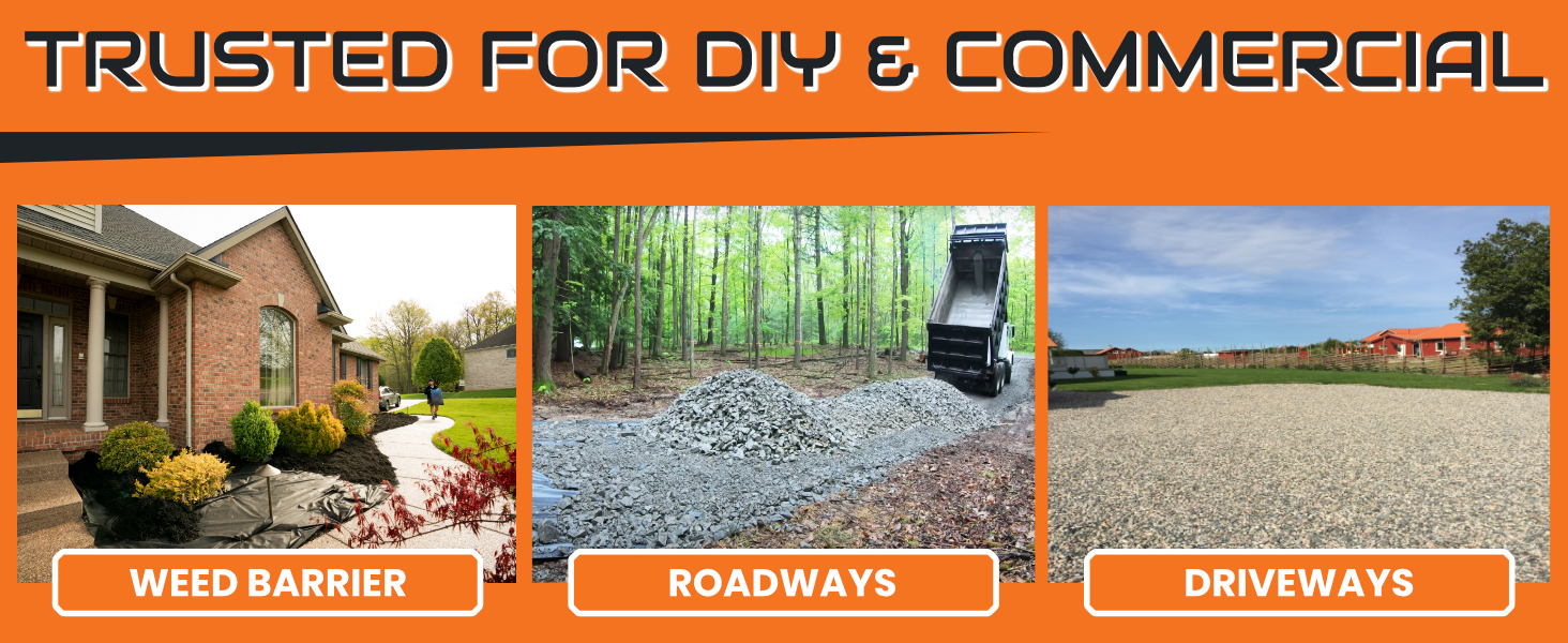 Multi-use landscaping fabric - DIY &amp; commercial, weed barrier for gravel, mulch, roads &amp; garden beds