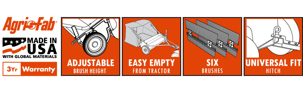 Lawn Sweeper; leaf sweeper; leaf collector; lawn sweeper tow behind; yard sweeper; agri-fab