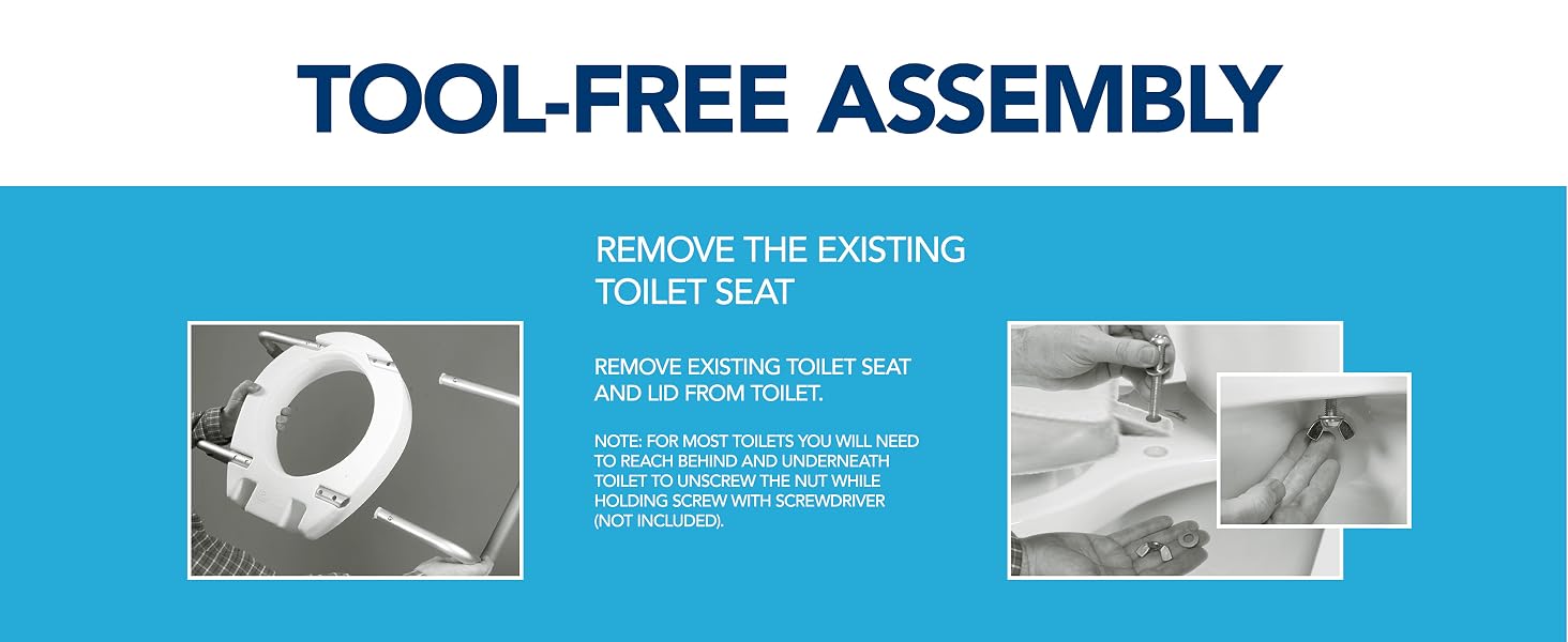 Elevated Toilet Riser with Removable Padded Handles, Easy On and Off, Support 250 lbs, White