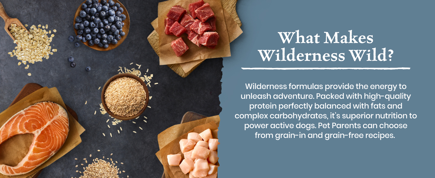 Wilderness Dog Foog formulas are crafted with natural ingredients and contain no by-product meals.