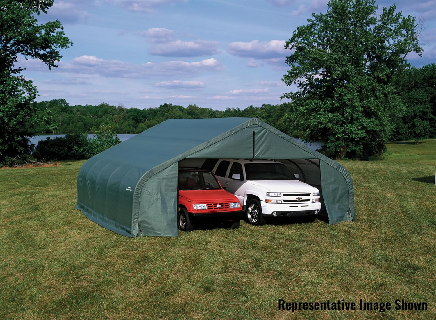 ShelterLogic ShelterCoat 22 x 20 x 1 ft Green Garage Peak