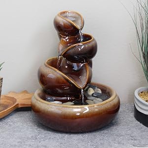 close up of tabletop fountain