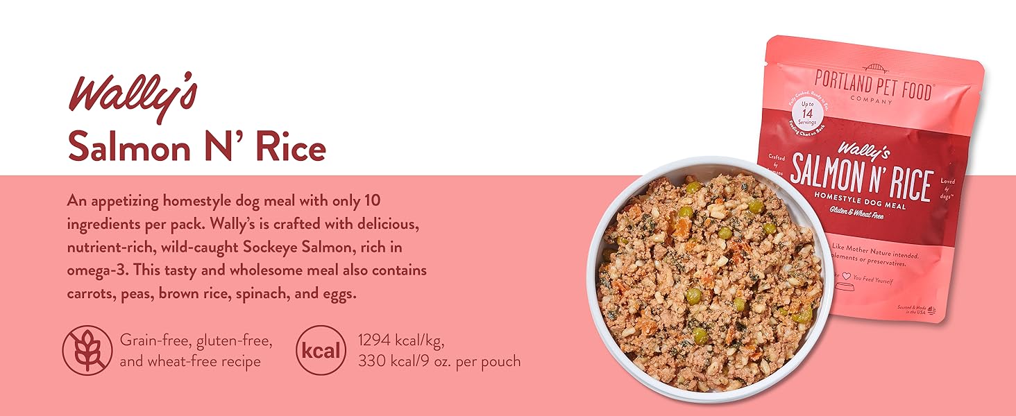 Wallys Salmon N Rice Fresh Dog Food Wet Pet Food Pouches