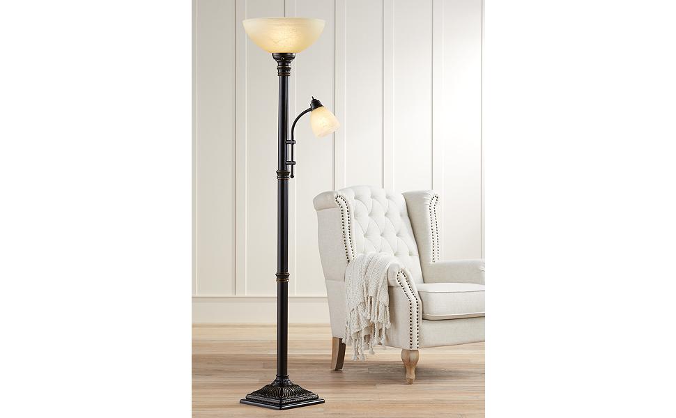 Regency Hill Garver 72 1/2&amp;#34; Bronze Side Light Torchiere Floor Lamp