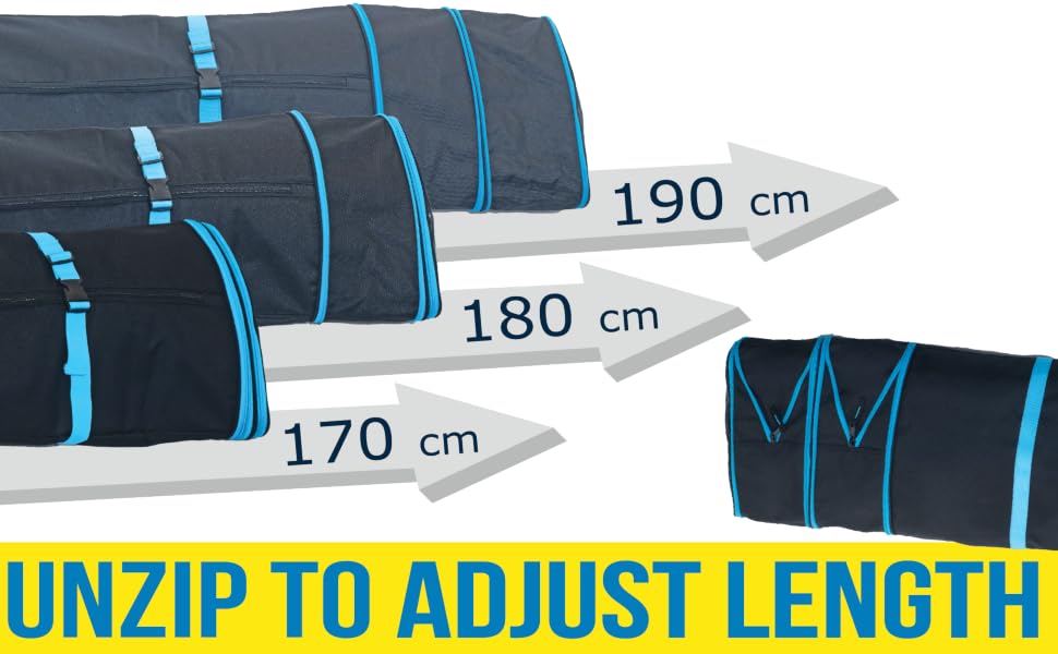 easily expands from 170 to 190 cm for the perfect fit - Athletico Dynamic Ski Bag, 1 pair + poles