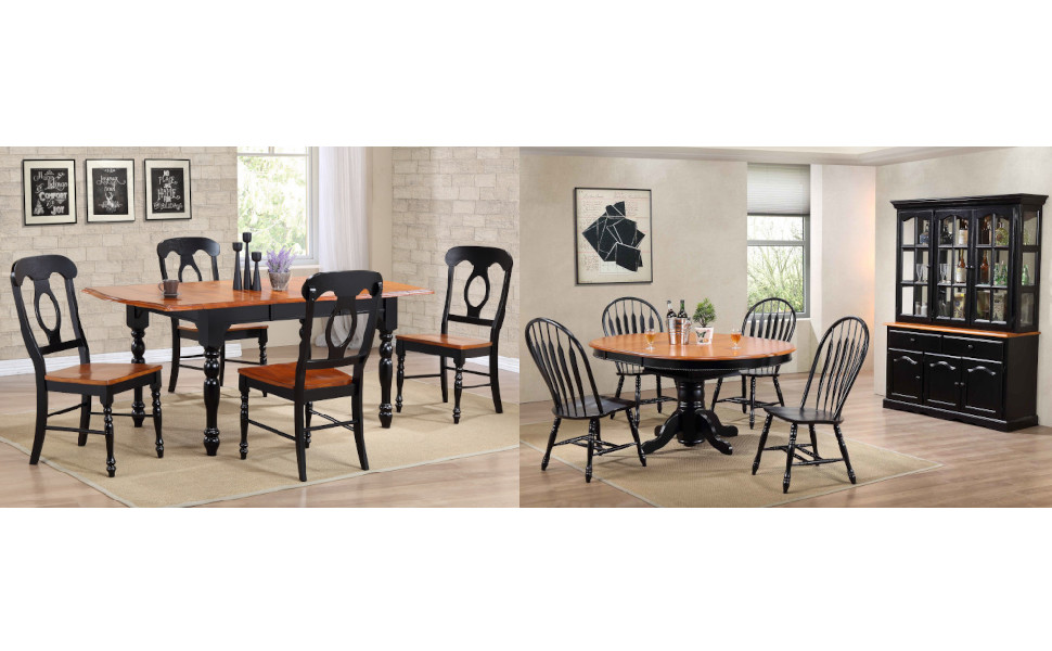 traditional,black,cherry,wood,dining furniture,dining tables,dining chairs,buffet,hutch,kitchen cart