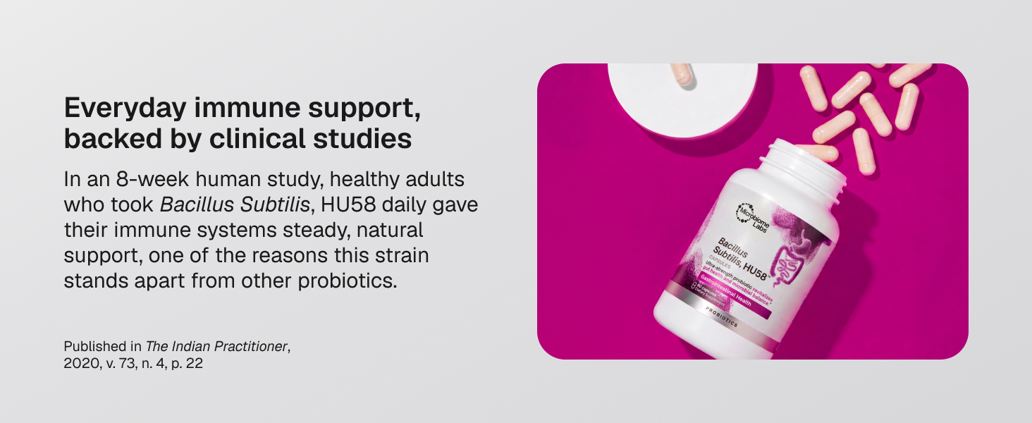 HU58, Bacillus Subtilis, Probiotic for Women &amp;amp; Men, 60 Ct | Ultra Strength Bacillus Subtilis