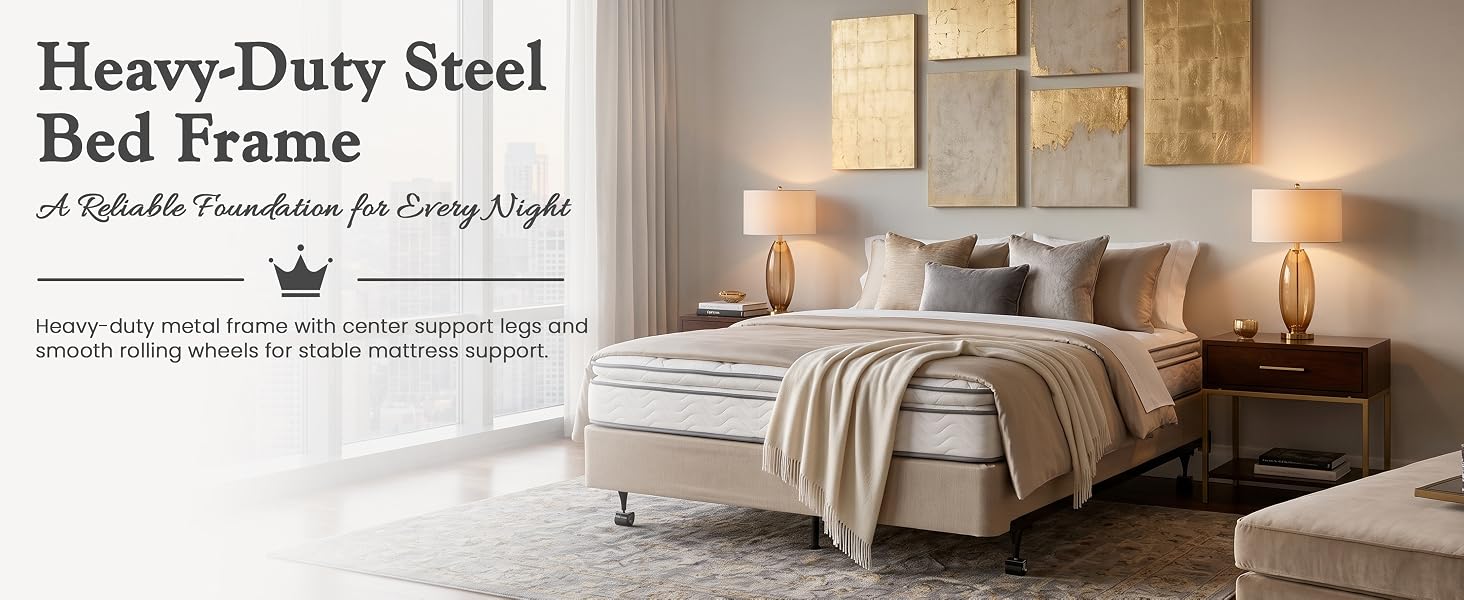 7-Leg Heavy Duty Metal Bed Frame