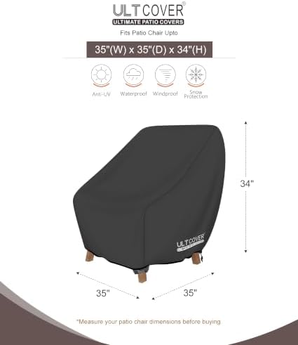 ULTCOVER Waterproof Patio Chair Cover, 35W x 38D x 34H in