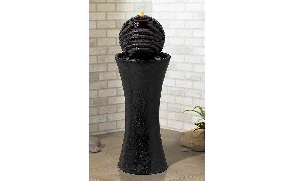 John Timberland Dark Sphere 35 1/2&amp;#34; High LED Pillar Bubbler Fountain