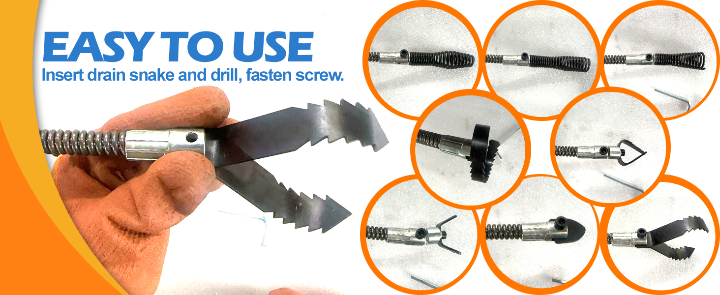 8-Piece Drain Snake Drill Attachment