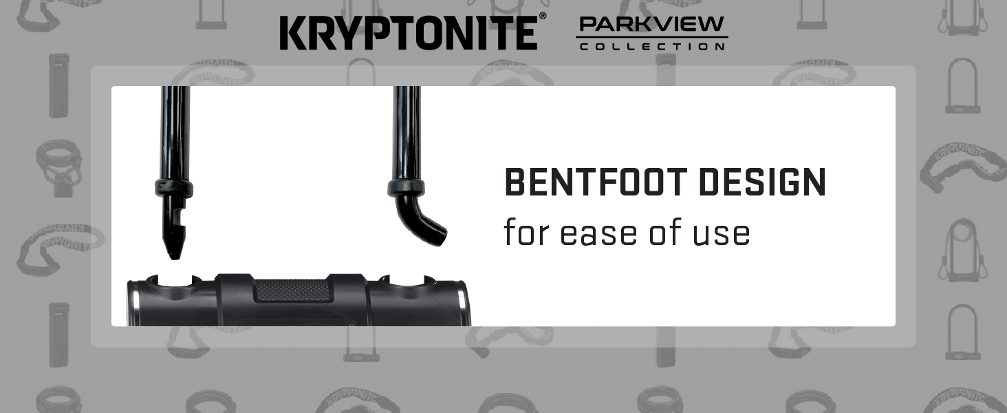 Kryptonite Parkview Mini U-Lock w/ Cable has a Bentfoot Design for ease of use