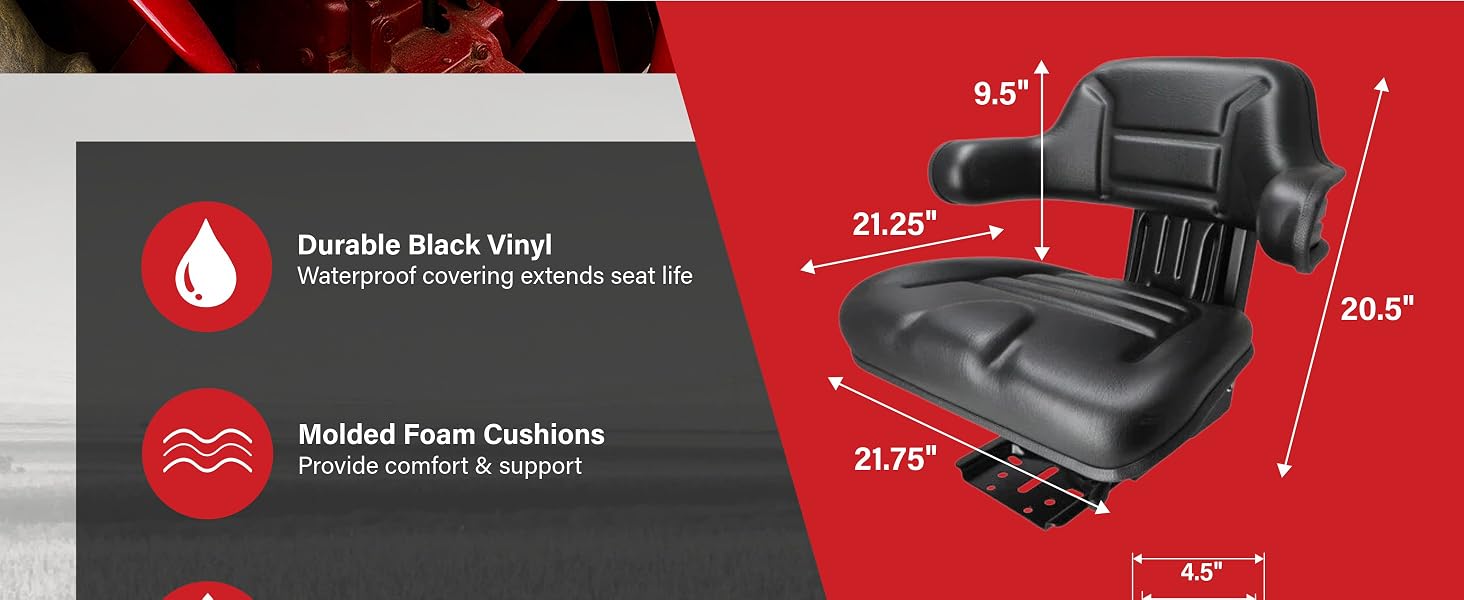 Grammer style seat features and dimensions