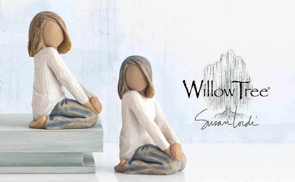 Willow Tree Joyful Child, figures of kneeling girls with arms folded on knees.
