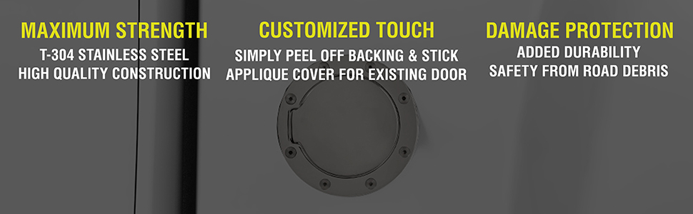 Bully,fuel door,fuel cap,stainless steel,durable,protection,security,sturdy,fitment,easy to install