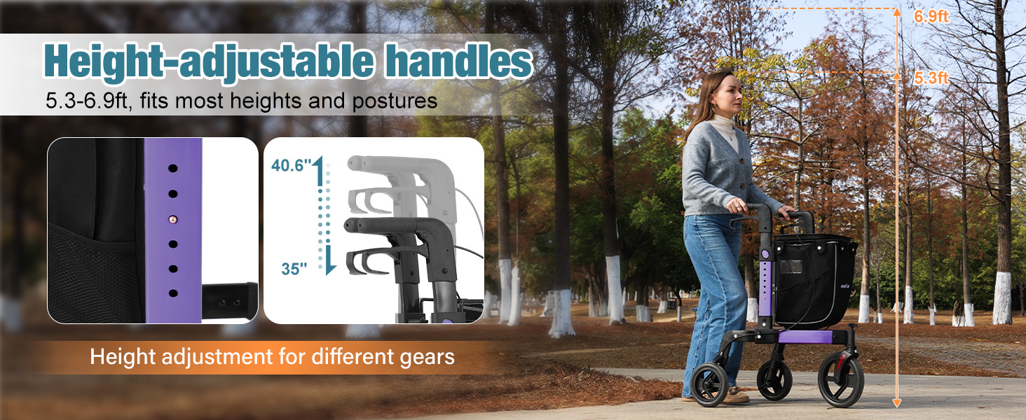 Foldable Rollator Walker for Seniors