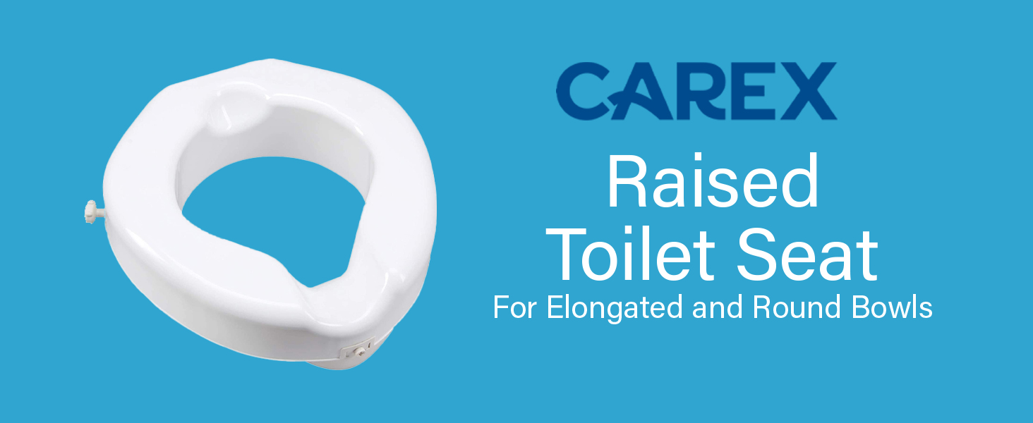 Carex Raised Toilet Seat for Elongated and Round Bowls