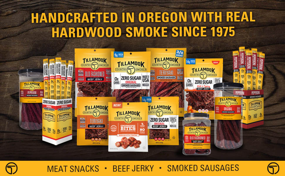 Tillamook, jerky, handcrafted, Oregon, country, smoker, snack, lunch, picnic, college, ballpark