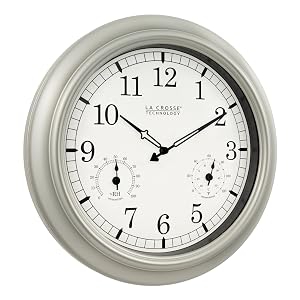 lacrosse, la crosse, WT-3181pl-q, 18”, quartz, wall clock, analog, accurate, outdoor, temperature