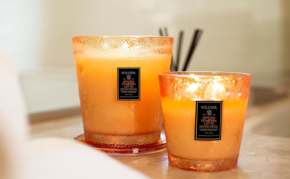 Spiced Pumpkin Latte 2 Wick and 3 Wick Glass Hearth Candles