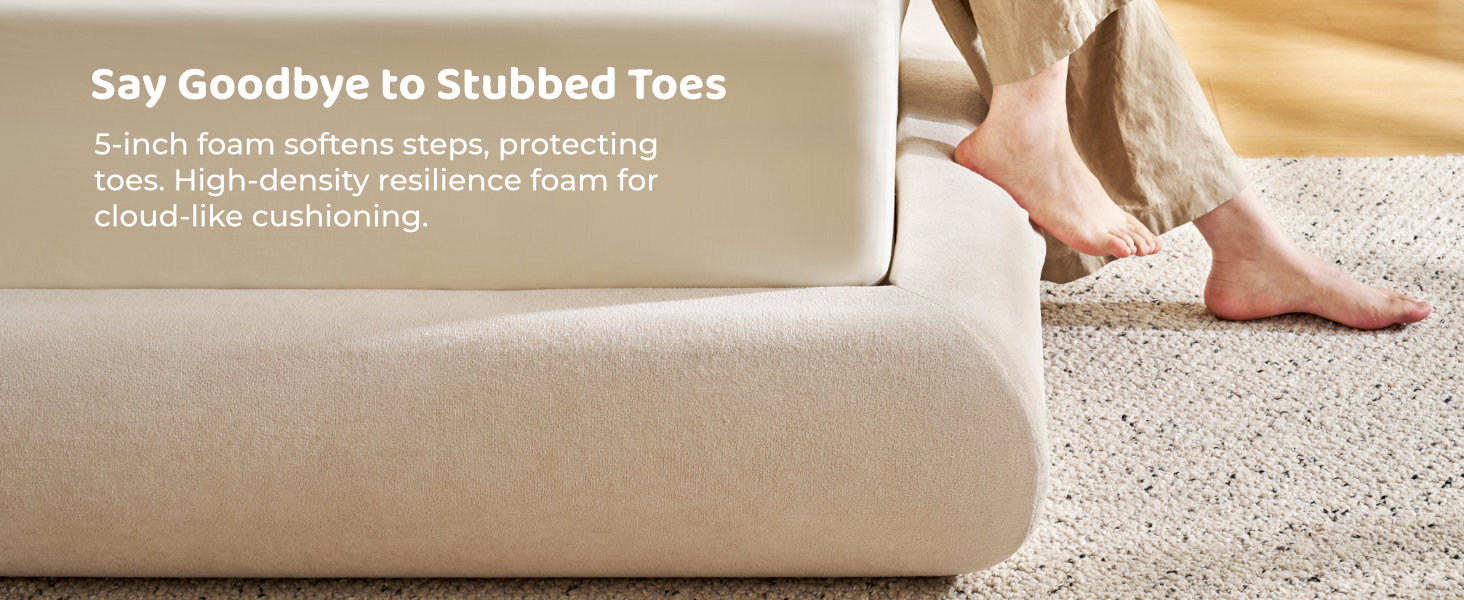 360-degree cushioned frame &amp;amp; headboard, stub-proof design