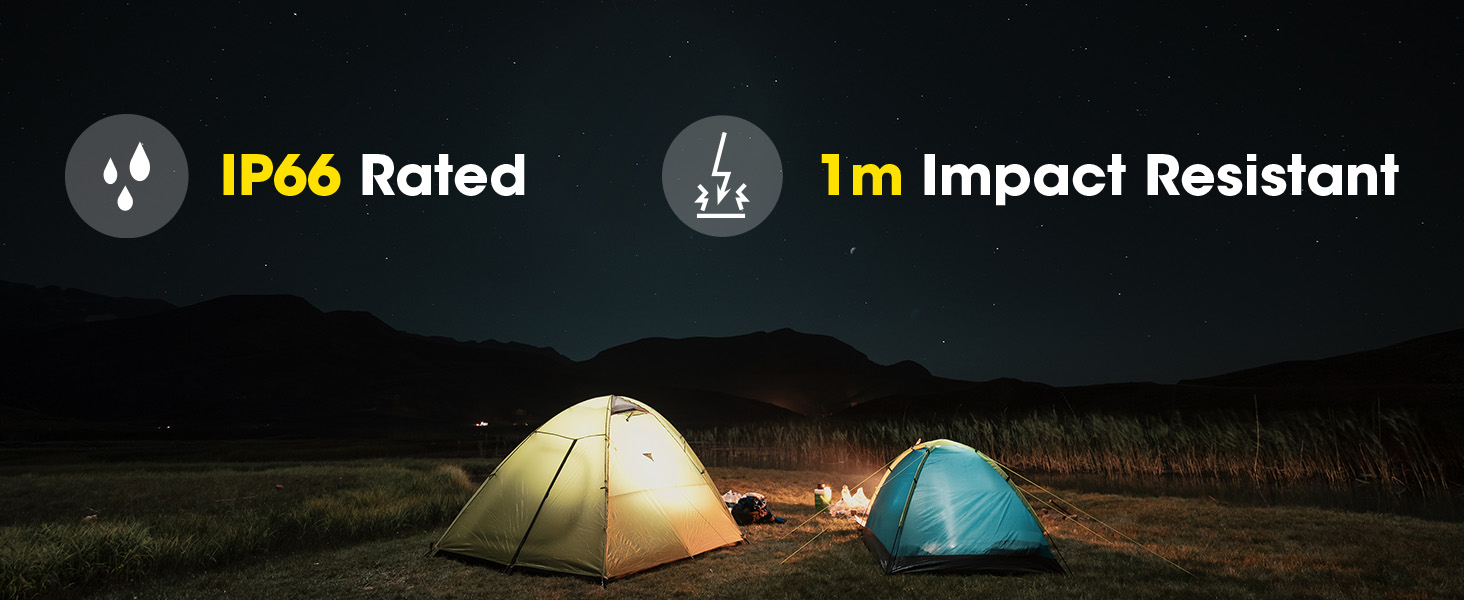 Two tents sit under a starry sky.