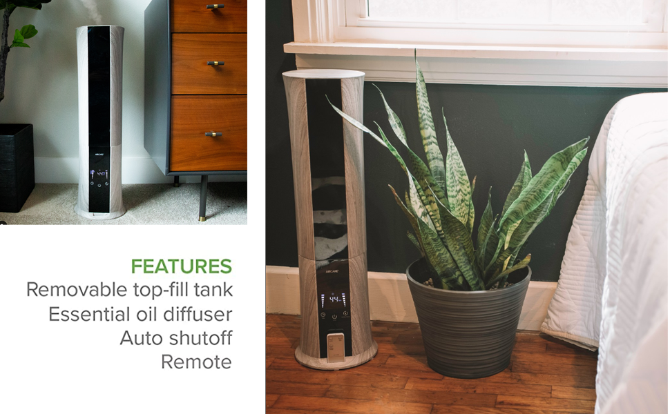 AIRCARE Ultrasonic Cool Mist Whisper Quiet Humidifier- PILLAR