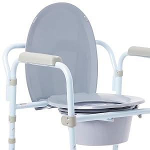 Three quarter close up view of McKesson Folding Commode Chair