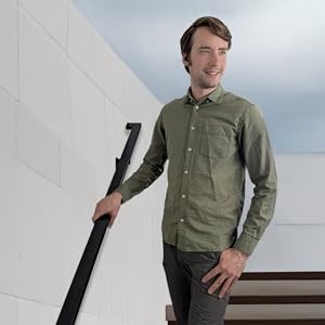 exterior staircase aluminum safety handrail grab bar in use