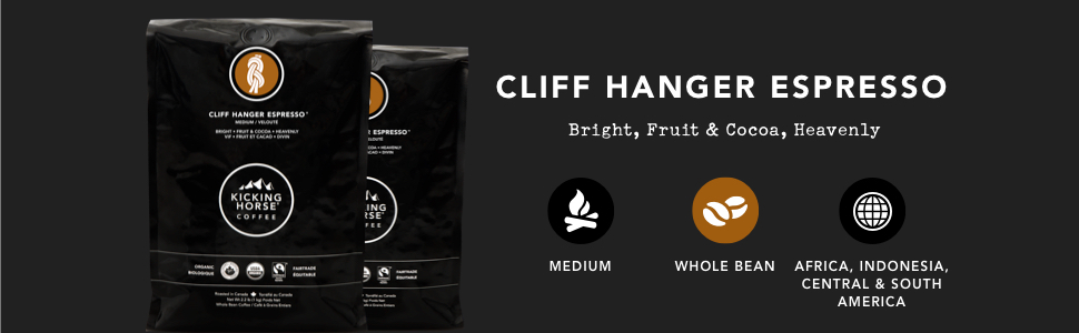 Cliff Hanger Espresso, Kicking Horse Coffee, Whole Bean 2.2 LB